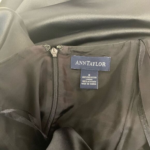 Ann Taylor Womens 6 Satin Evening Maxi Dress Black Halter Neck Open Back Zips - Picture 13 of 15